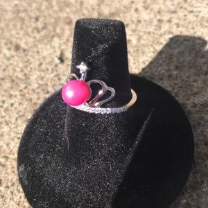 Bubble gum pink pearl ring